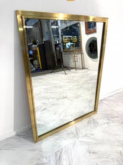Mid Century Italian Rectangular Mirror with Brass Frame