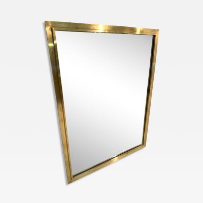 Mid Century Italian Rectangular Mirror with Brass Frame