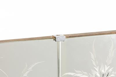 Mid Century Italian Rectangular Wall Mirror with Etched Glass Floral Border