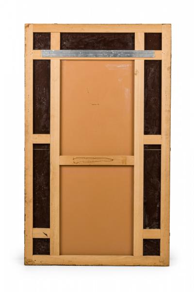 Mid Century Italian Rectangular Wall Mirror with Etched Glass Floral Border