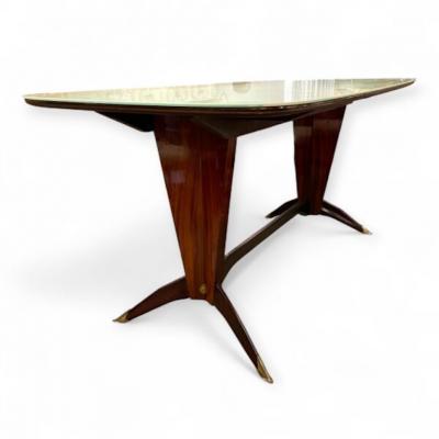Mid Century Italian Rosewood Table with Cream Glass