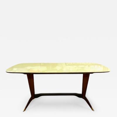 Mid Century Italian Rosewood Table with Cream Glass