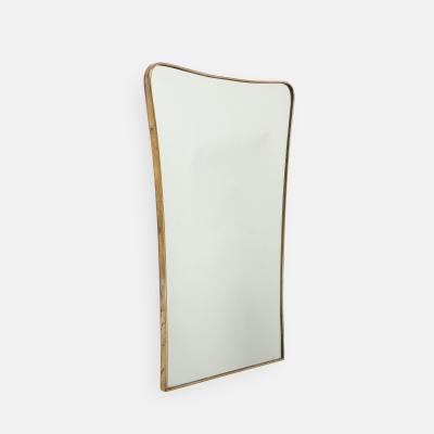 Mid Century Italian Shaped Brass Wall Mirror in Style of Gio Ponti