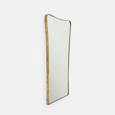 Mid Century Italian Shaped Brass Wall Mirror in Style of Gio Ponti