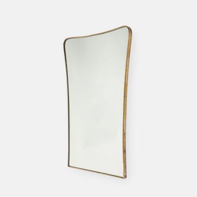Mid Century Italian Shaped Brass Wall Mirror in Style of Gio Ponti
