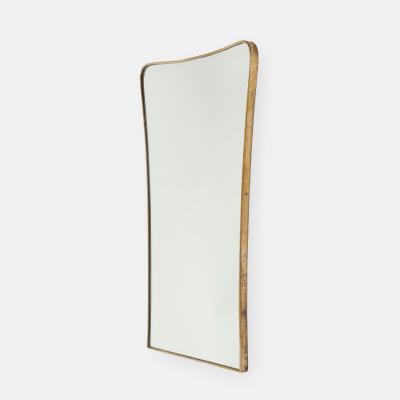 Mid Century Italian Shaped Brass Wall Mirror in Style of Gio Ponti