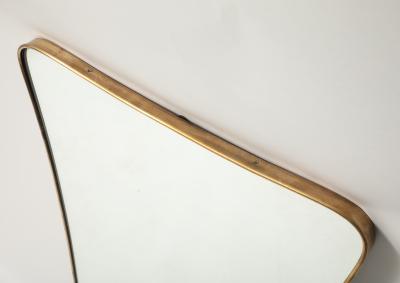 Mid Century Italian Shaped Brass Wall Mirror in Style of Gio Ponti