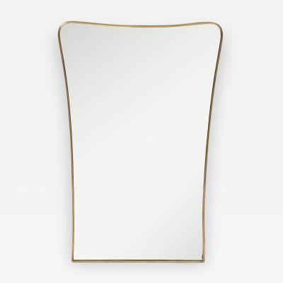 Mid Century Italian Shaped Brass Wall Mirror in Style of Gio Ponti