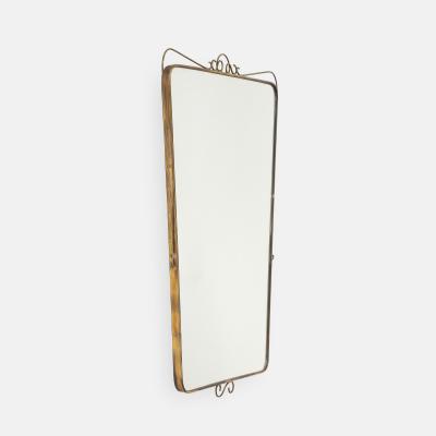 Mid Century Italian Shaped Brass Wall Mirror with Scroll Decorations