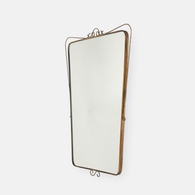 Mid Century Italian Shaped Brass Wall Mirror with Scroll Decorations