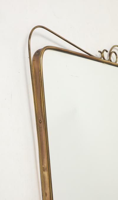 Mid Century Italian Shaped Brass Wall Mirror with Scroll Decorations