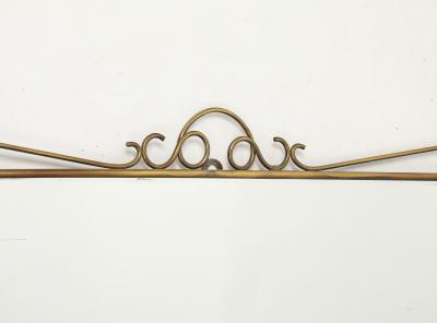 Mid Century Italian Shaped Brass Wall Mirror with Scroll Decorations