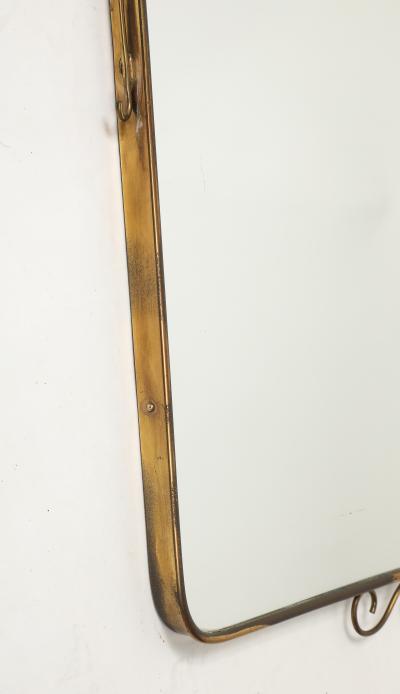 Mid Century Italian Shaped Brass Wall Mirror with Scroll Decorations