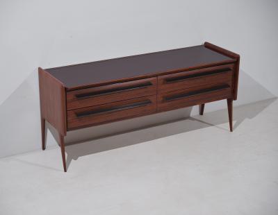 Mid Century Italian Striped Wood Dresser with Glass Top