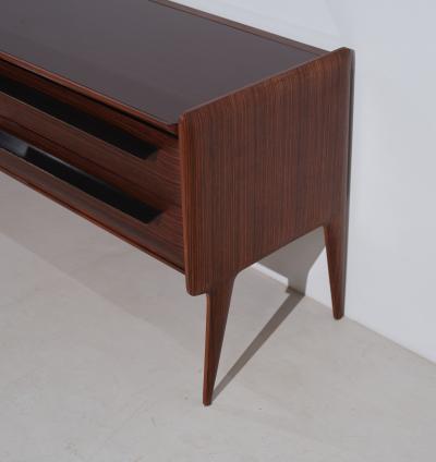 Mid Century Italian Striped Wood Dresser with Glass Top