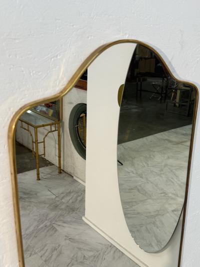 Mid Century Italian Wall Mirror with Brass Frame Italy 1960s