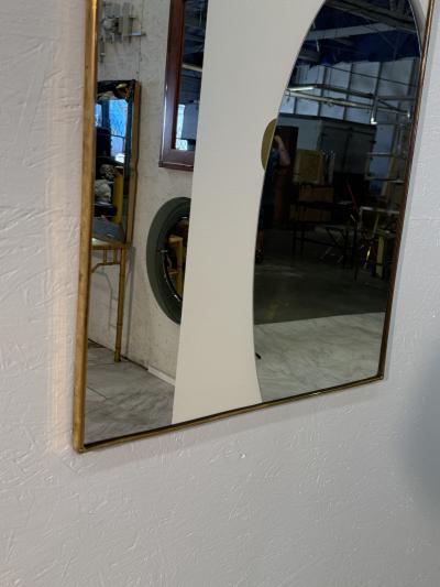 Mid Century Italian Wall Mirror with Brass Frame Italy 1960s