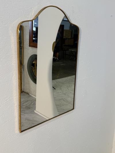 Mid Century Italian Wall Mirror with Brass Frame Italy 1960s