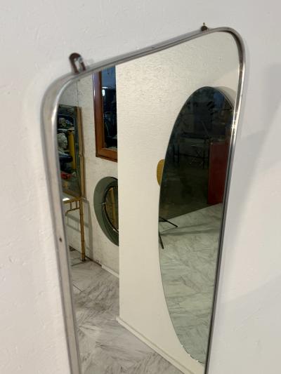 Mid Century Italian Wall Mirror with Chrome Frame 1960s