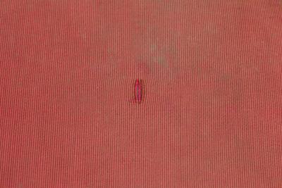 Mid Century Italian Walnut Red Upholstered Ottoman