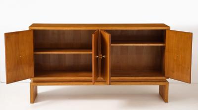 Mid Century Italian White Oak Veneer Sideboard with Brass Pulls circa 1950s