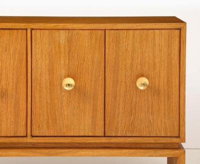 Mid Century Italian White Oak Veneer Sideboard with Brass Pulls circa 1950s