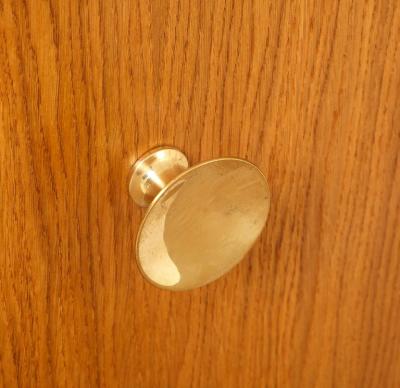 Mid Century Italian White Oak Veneer Sideboard with Brass Pulls circa 1950s