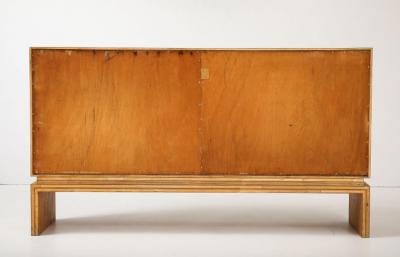 Mid Century Italian White Oak Veneer Sideboard with Brass Pulls circa 1950s