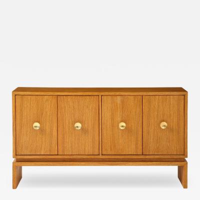 Mid Century Italian White Oak Veneer Sideboard with Brass Pulls circa 1950s