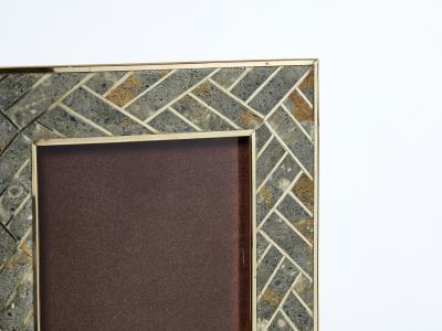 Mid Century Italian brass fossil stone picture frame 1970