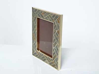Mid Century Italian brass fossil stone picture frame 1970