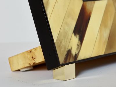 Mid Century Italian brass horn marquetry picture frame 1970