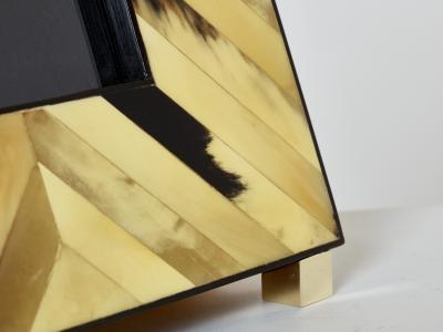 Mid Century Italian brass horn marquetry picture frame 1970