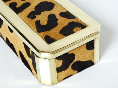 Mid Century Italian brass leopard fur jewellery box 1970