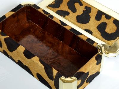 Mid Century Italian brass leopard fur jewellery box 1970