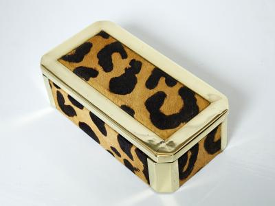 Mid Century Italian brass leopard fur jewellery box 1970