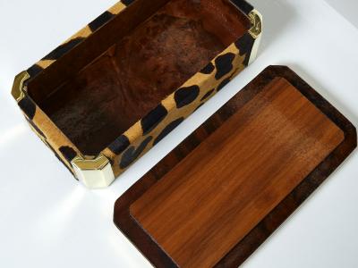 Mid Century Italian brass leopard fur jewellery box 1970