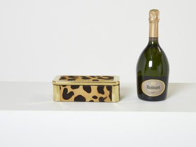 Mid Century Italian brass leopard fur jewellery box 1970