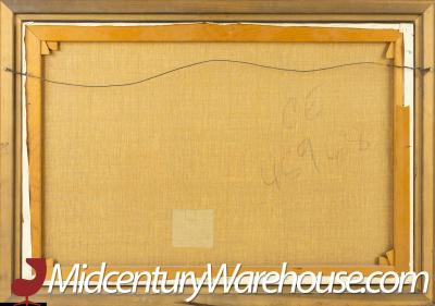 Mid Century Jacallo Architectural Landscape Signed Oil on Canvas Painting