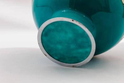 Mid Century Japanese Cloisonn Enamel Vase Attributed to Sato with Geometric