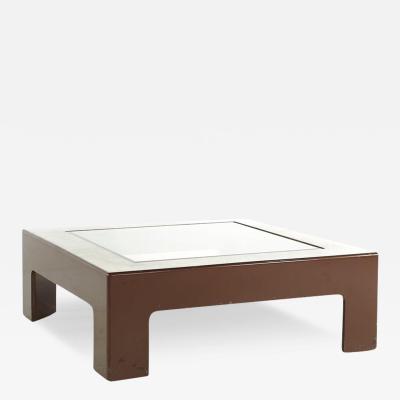 Mid Century Laminate Burlwood and Glass Coffee Table
