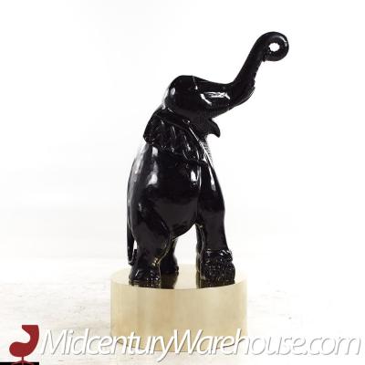 Mid Century Large Brass Base Elephant Sculptures Pair