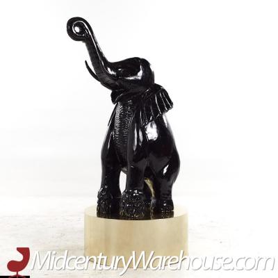 Mid Century Large Brass Base Elephant Sculptures Pair