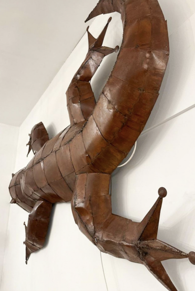 Mid Century Large Lizard Wall Sculpture