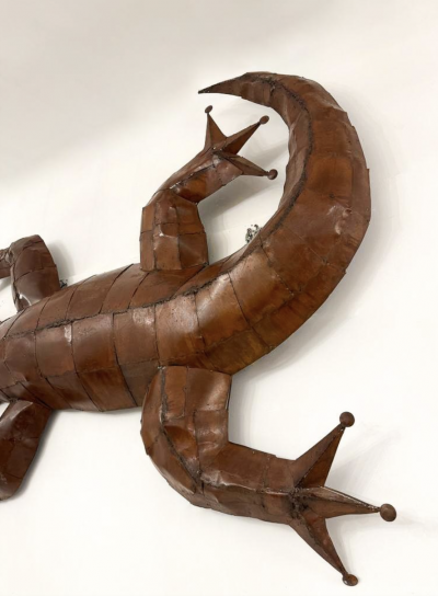 Mid Century Large Lizard Wall Sculpture