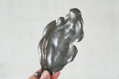 Mid Century Leaf Shaped Vide Poche in Pewter 1960s