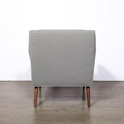Mid Century Lounge Chairs in Holly Hunt Fabric Tapered Hand Rubbed Walnut Legs