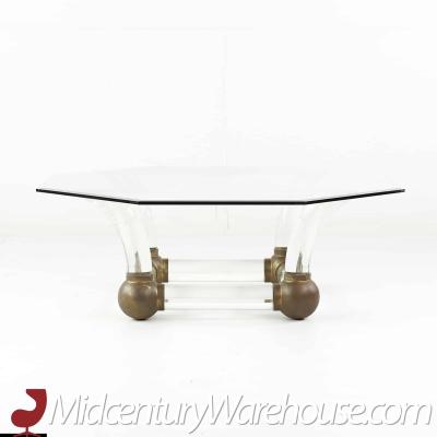 Mid Century Lucite and Brass Tusk Coffee Table