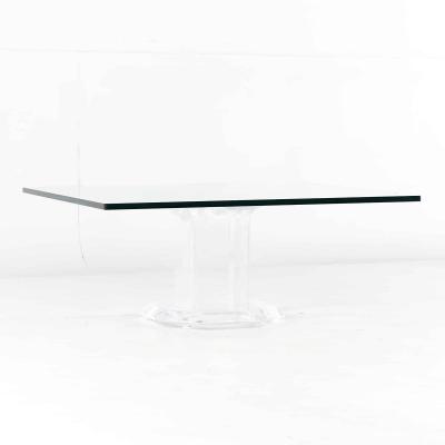 Mid Century Lucite and Glass Square Coffee Table