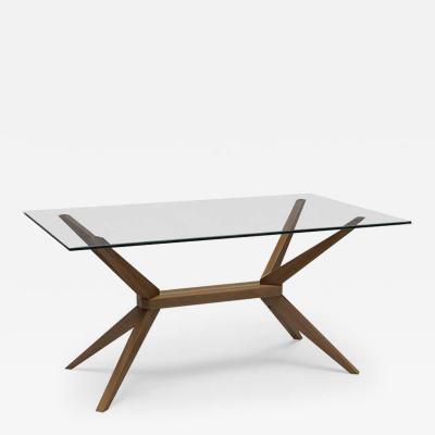 Mid Century Magna Walnut and Glass Dining Table